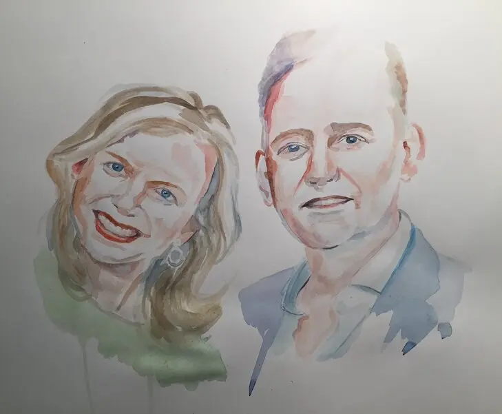 Dubbelportret, aquarel van Ferry Breugem