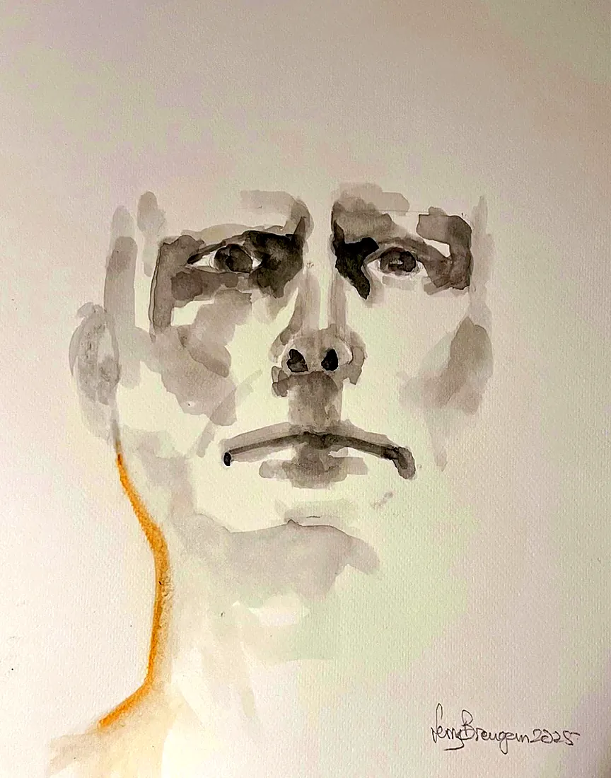 Portretstudie, aquarel van Ferry Breugem