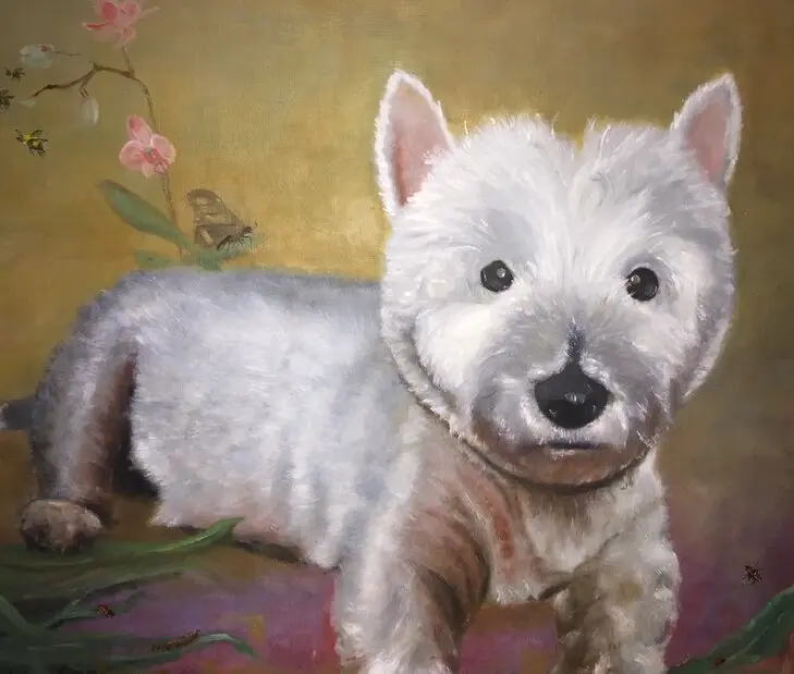 Westie, olieverfschilderij van Ferry Breugem