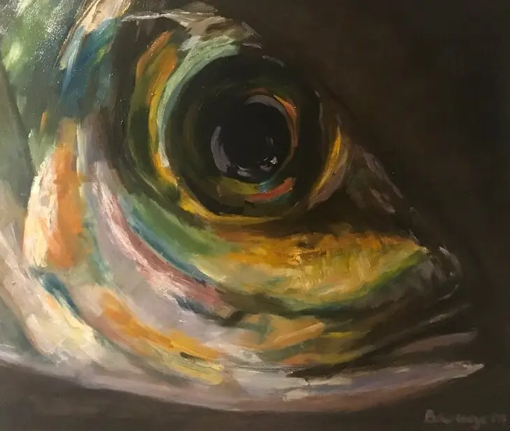 Vis, olieverfschilderij van Ferry Breugem
