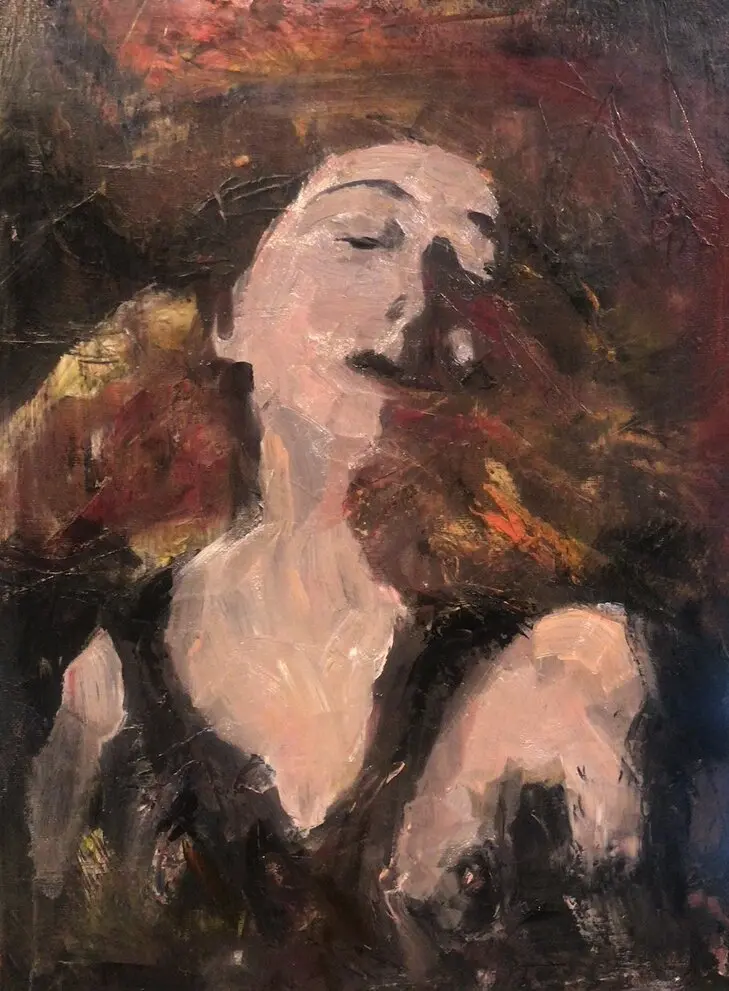 Vrouwenportret, olieverf van Ferry Breugem